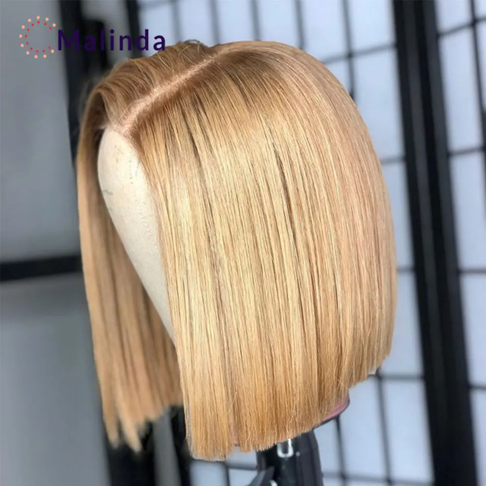 

Bob Wig Lace Front Human Hair Wigs 180% Density Pixie Cut Bob Closure Wig 27 Colored Blonde Bob Lace Front Wig With Baby Hair