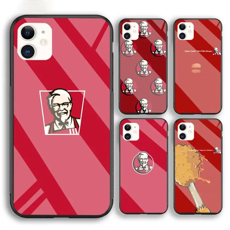 

Phone Case For Iphone 6 6s 7 8 Plus XR X XS XSmax 11 12 Pro Mini Max Tempered Glass Soft Cover Fried Chicken K-KFC