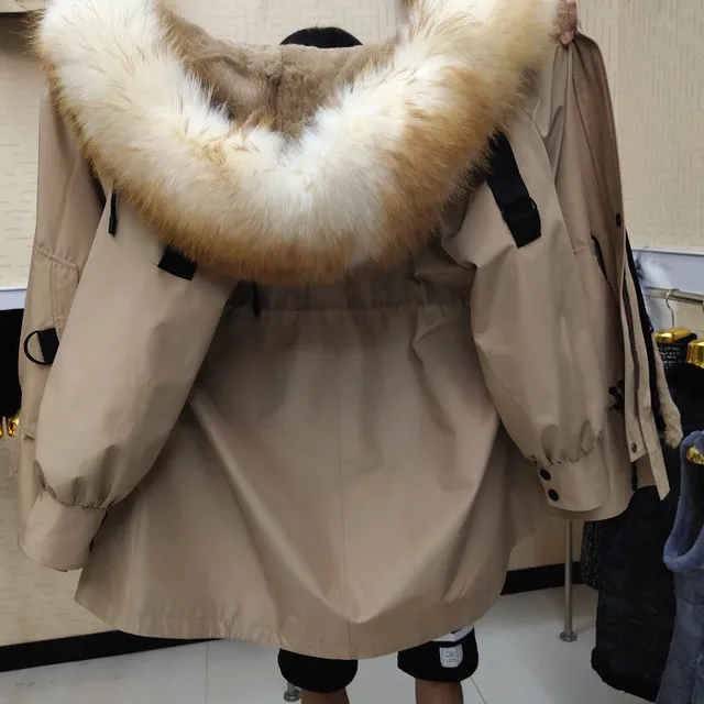 Оверсайз теплые парки из натурального меха thikcer женская зимняя подкладка