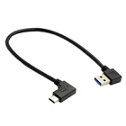 Кабель USB 3,0 A (штекер)USB 3,1 Type-C (угловой), 30 см, левыйправый угол, кабель для синхронизации данных и зарядки, адаптер USB-C, 0,25 м