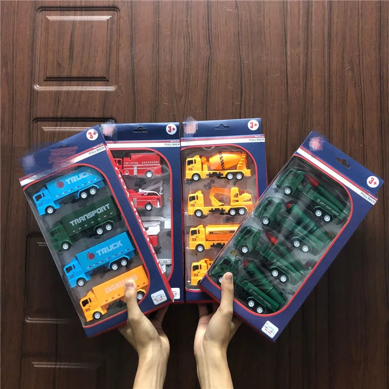 4pcs Diecast Engineering Car Models Fire Fighting Military Truck Toys for Children Kids Vehicle Gift Excavator Tractor Toy |