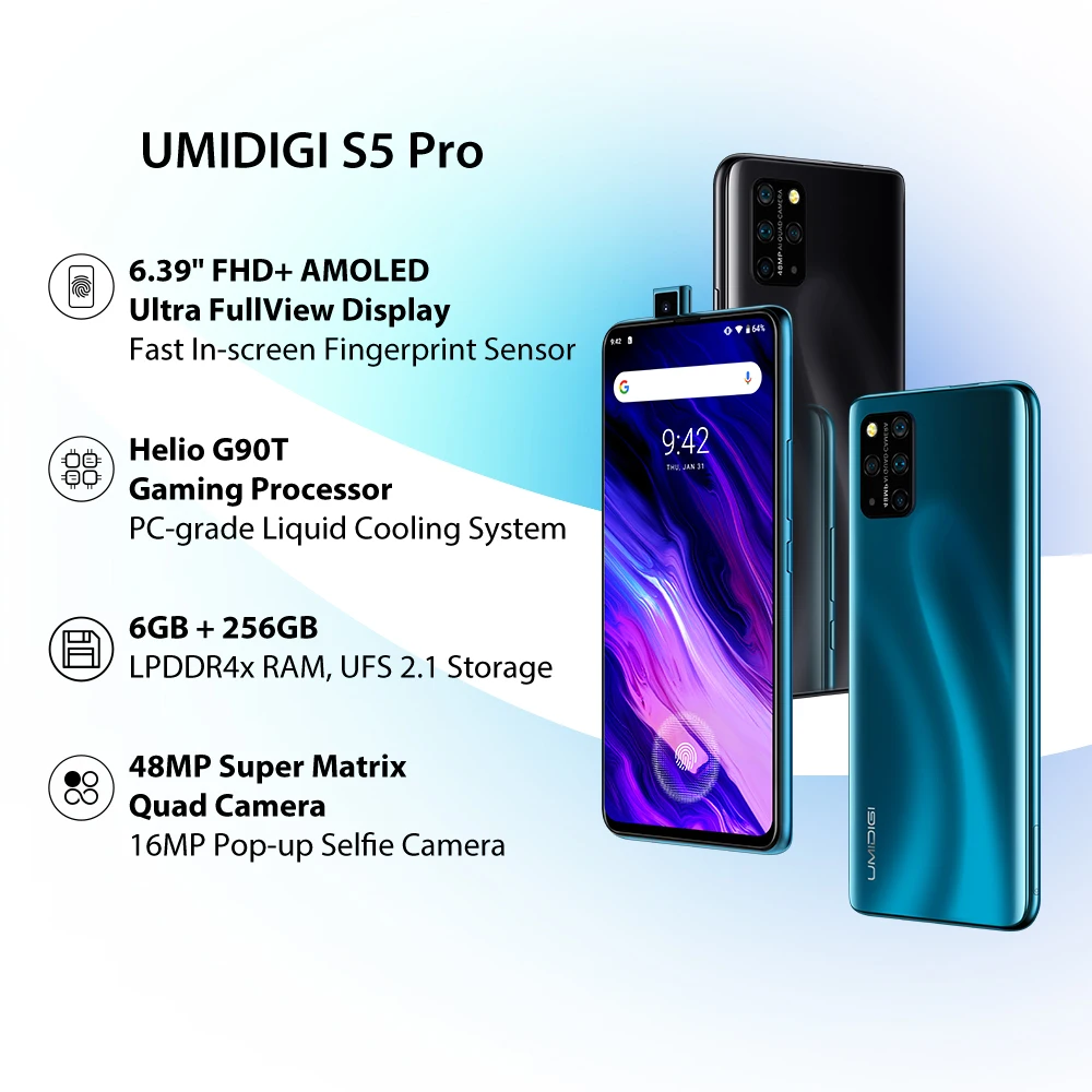 UMIDIGI S5 Pro Телефон Android 10 глобальная версия 6 39 &quotFHD + AMOLED 256 Гб Встроенный экран