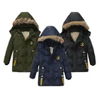 Осенне-зимняя утепленная хлопковая куртка для мальчиков, с меховым воротником