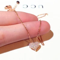 new female fashion rhinestone heart necklace pendant short chain necklace pendant necklace charm gifts girlfriends