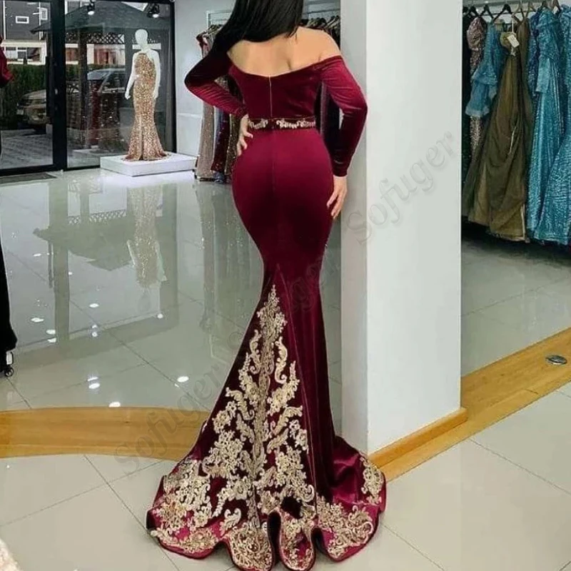 

Sexy Celebrity Velvet Evening Dresses Tunisian Traditional Kaftan Appliques Robe De Soiree Graduation Formal Vestidos Fiesta