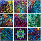 Алмазная живопись, вышивка крестиком, полная выкладка, круглая стрекоза, перо павлина, 5D алмазная вышивка, набор для мозаики, хобби, украшение, подарок