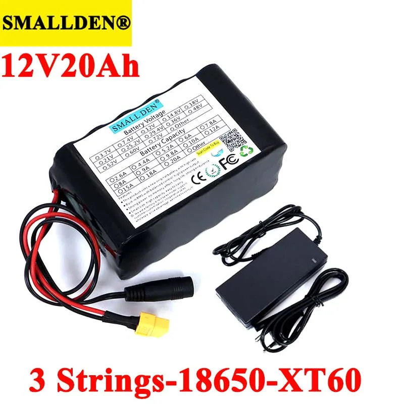 12V 20ah 18650 lithium Rechargeable battery 11.1V 20000mAh with PCB For hernia lamp amplifiers monitoring+ 12.6V 3A Charger | Электроника