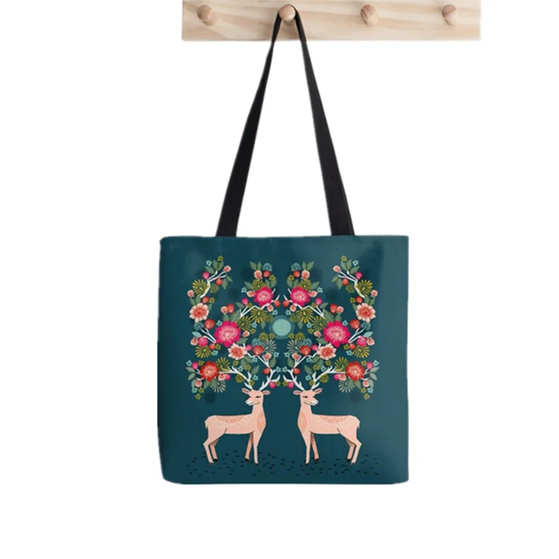 

2021 Shopper Doe a Deer Printed Tote Bag women Harajuku shopper Funny handbag girl Shoulder shopping Lady Canvas Bag