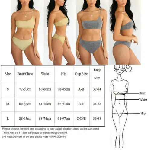 Женский бандажный комплект бикини с блестками пуш-ап на одно плечо подкладкой