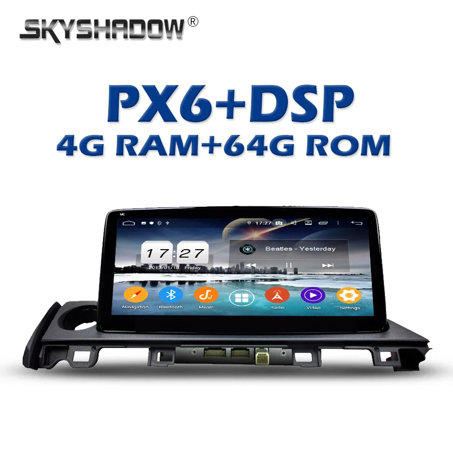 PX6 автомобильный dvd-плеер мультимедиа 10,2" DSP ips Android 9,0 4 Гб+ 64 Гб gps карта RDS радио Wifi Bluetooth 4,2 для MAZDA 6
