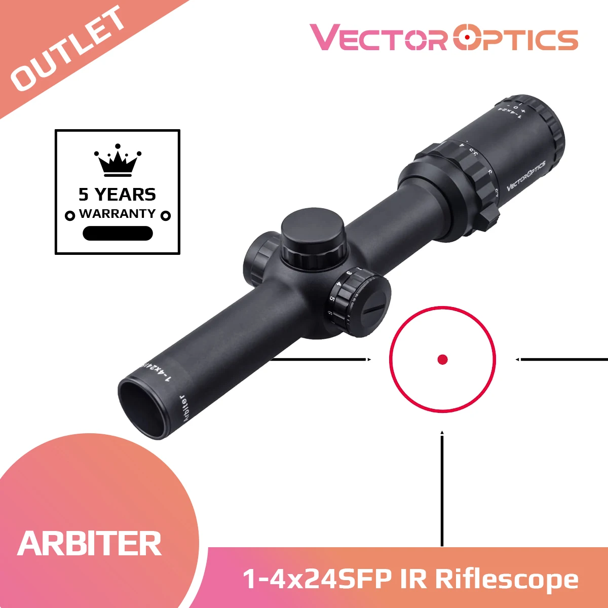 Прицел для винтовки Vector Optics 1-4x24 с красной точкой 3006 дюйма | Спорт и развлечения