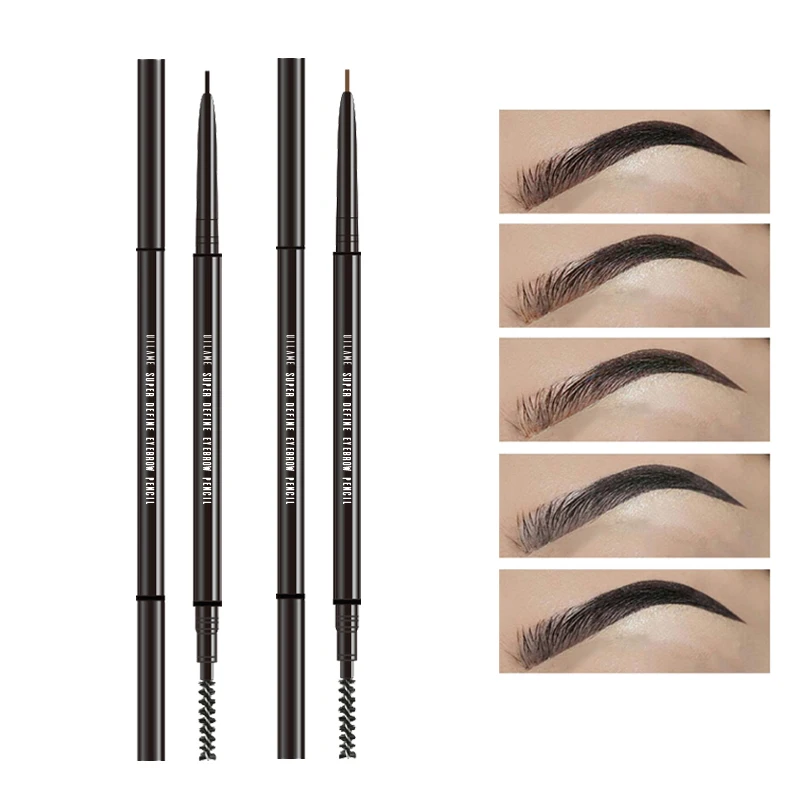 Супер тонкий карандаш для бровей и кисть водостойкая стойкая черная коричневая
