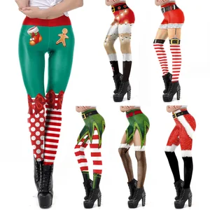 VIP, модная новинка, сексуальные, леггинсы-Капри женские джинсы с завышенной талией спортивных тренировок рождественские легинсы с принтом новогодние Леггинсы для женщин