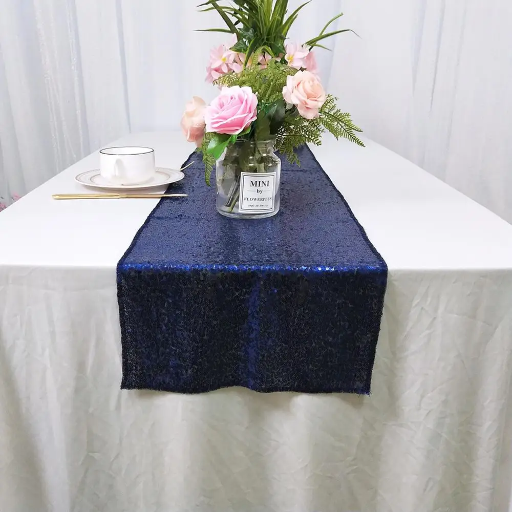 Shinybeauty Navy Blue Sequin Table Runner 12&quotx72&quot Bulk for Home Party/Wedding/Hotel/Event-80620 | Дом и сад