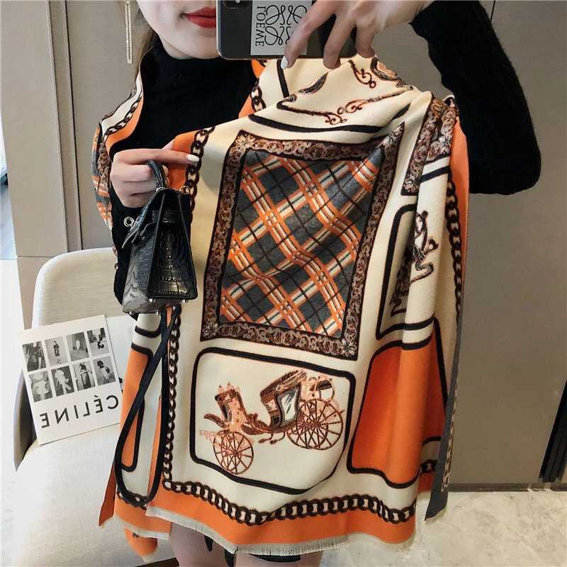 

Новый зимний шарф, модное кашемировое одеяло, женские теплые шарфы, Женская двусторонняя шаль, толстая бандана, Женская Пашмина