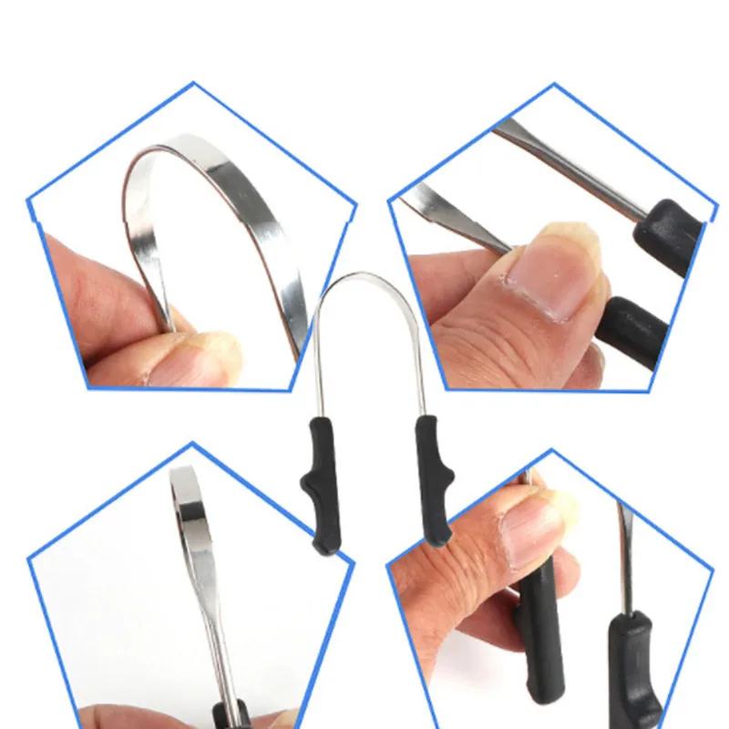 

Stainless Steel Tongue Scraper Cleaner Fresh Breath Cleaning Coated Tongue Toothbrush Dental Oral Hygiene Care Tools
