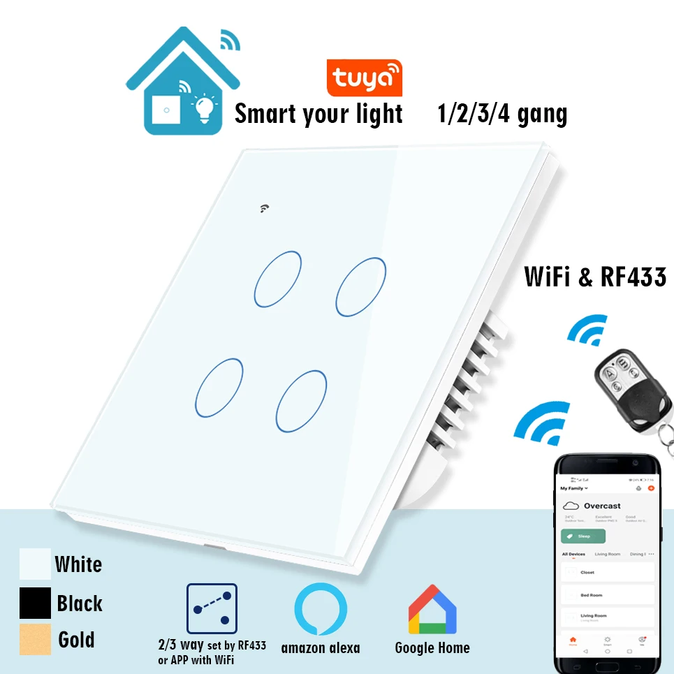 ЕС/Великобритании Wi Fi RF433 настенный выключатель Беспроводной Смарт Управление