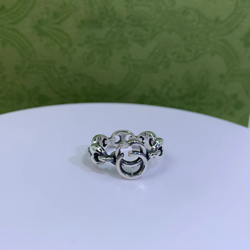 

Letter ring men and women 925 silver women new Hot Bague Femme European and American couple double GGhost Anillos