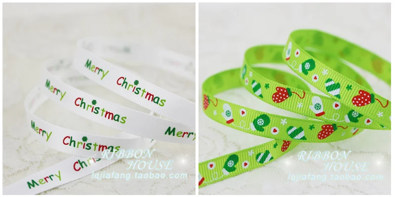 2meters/lot 3/8&quot(10mm) Top Quality Silk Satin Printed Christmas ribbon gift ribbons Wholesale Sewing Fabric Handmade DIY | Дом и сад