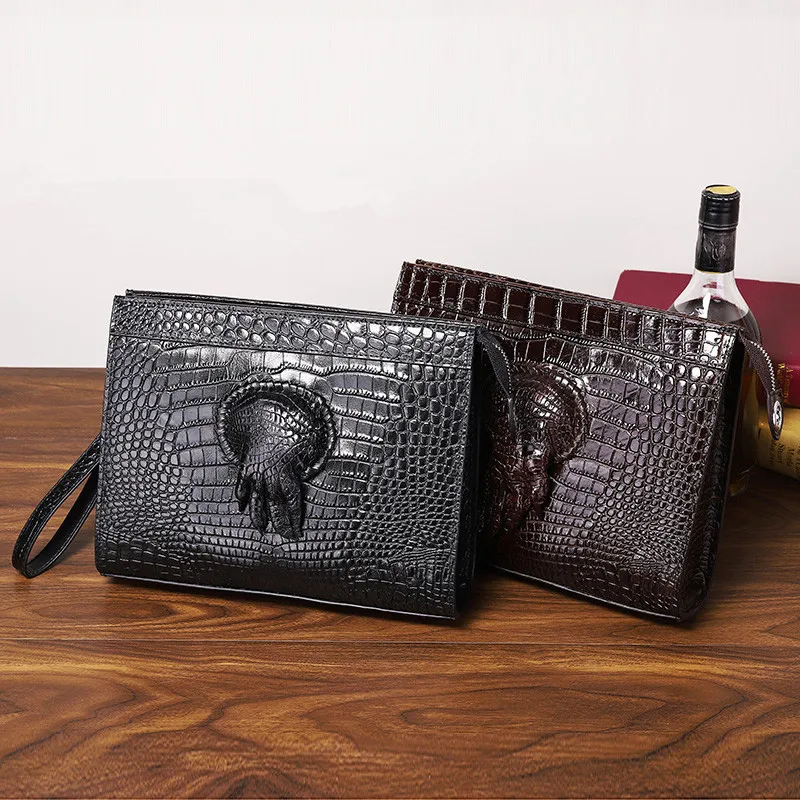New Alligator handbag man leather wash bag hand bag large-capacity envelope bag business CROC claw hand bag