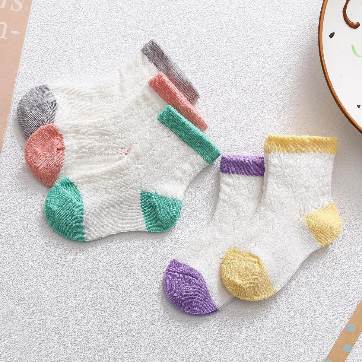 Весенне-летние детские носки тонкие хлопковые короткие удобные и дышащие для