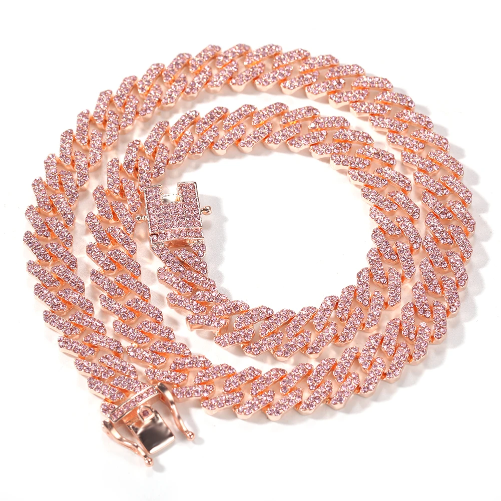 

Uwin S-Link Miami 12MM Cuban Link Rhinestones Necklace Chain Full Bling Bling Punk Choker Bling Bling Charms Hiphop Jewelry