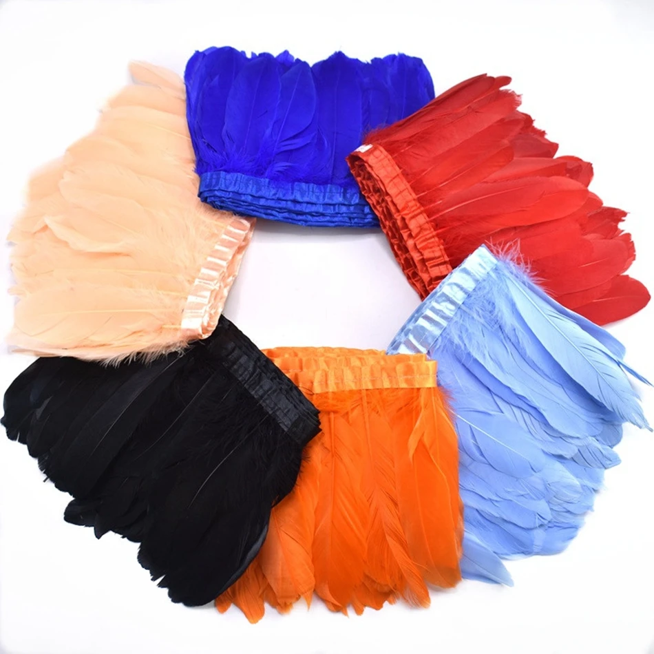 

2M Wholesale Natural Goose Feather Trim Ribbon DIY Party Feather Craft Plume Fringe Sewing Clothing Wedding Home Decor 15-20cm