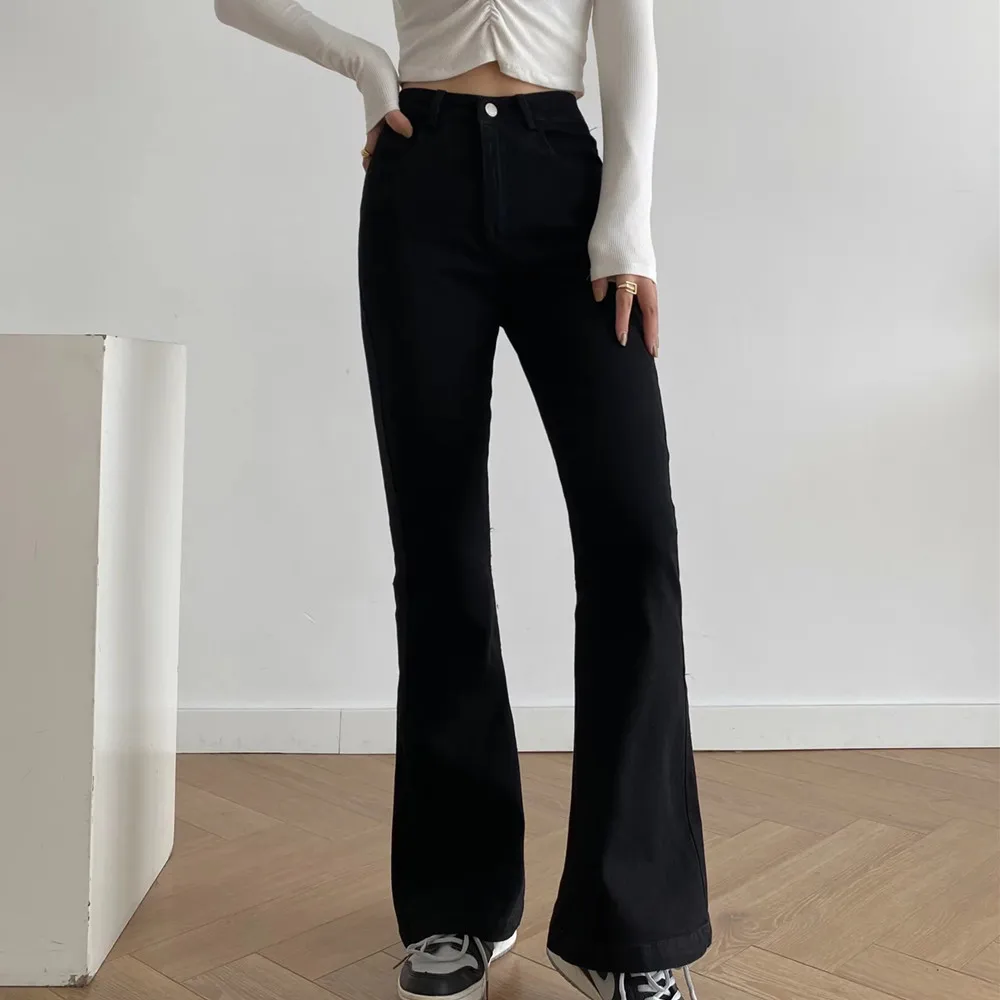 

Women Flare Pants 2021 Slim Elastic High Waist Long Woman Trousers Black Pant Female Korean Woman Clothes Casual Streetwear