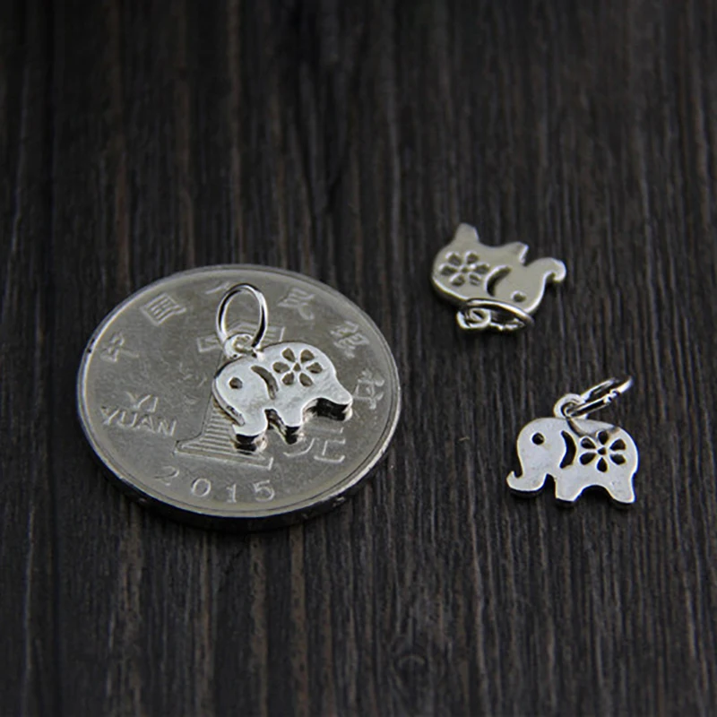 2pcs Elephant Charms 925 Sterling Silver Handcraft Carved Earring Necklace Pendant DIY Women Jewelry Fittings Birthday Gift