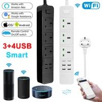 smart wifi plug socket flat power strip 3 outlets with 4 usb ports with switch desktop charging station 13a uk plug amazon d30