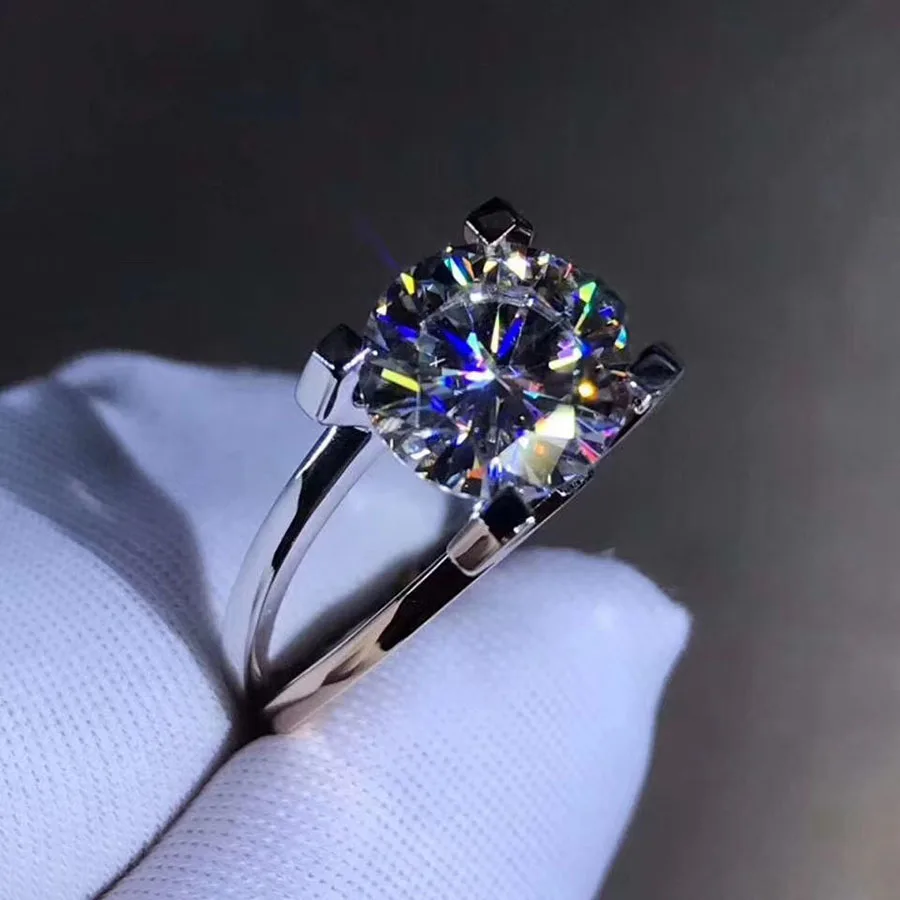 18K Кольцо из Белого Золота Камень Муассанит 1ct 2ct 3ct специальный дизайн круглый