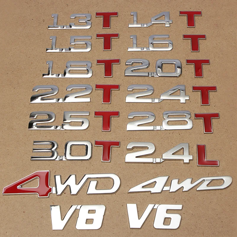 

Car 3D Metal 1.3 1.4T 1.5T 1.6T 1.8T 2.0T 2.2T 2.4T 2.5T 2.8T 3.0T 2.4L Logo Sticker rear trunk Emblem Badge Decals Car Styling