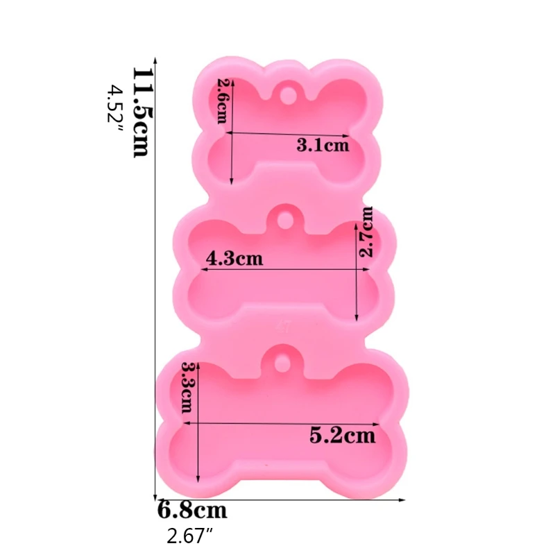 

3-Cavities Dog Tag Bone Shaped Keychain Epoxy Resin Mold Charm Jewelry Pendants Silicone Mould DIY Crafts Decorations Casting