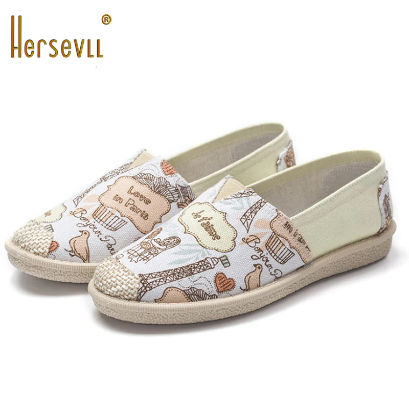 Женская дышащая обувь на плоской подошве Hersevll повседневные парусиновые