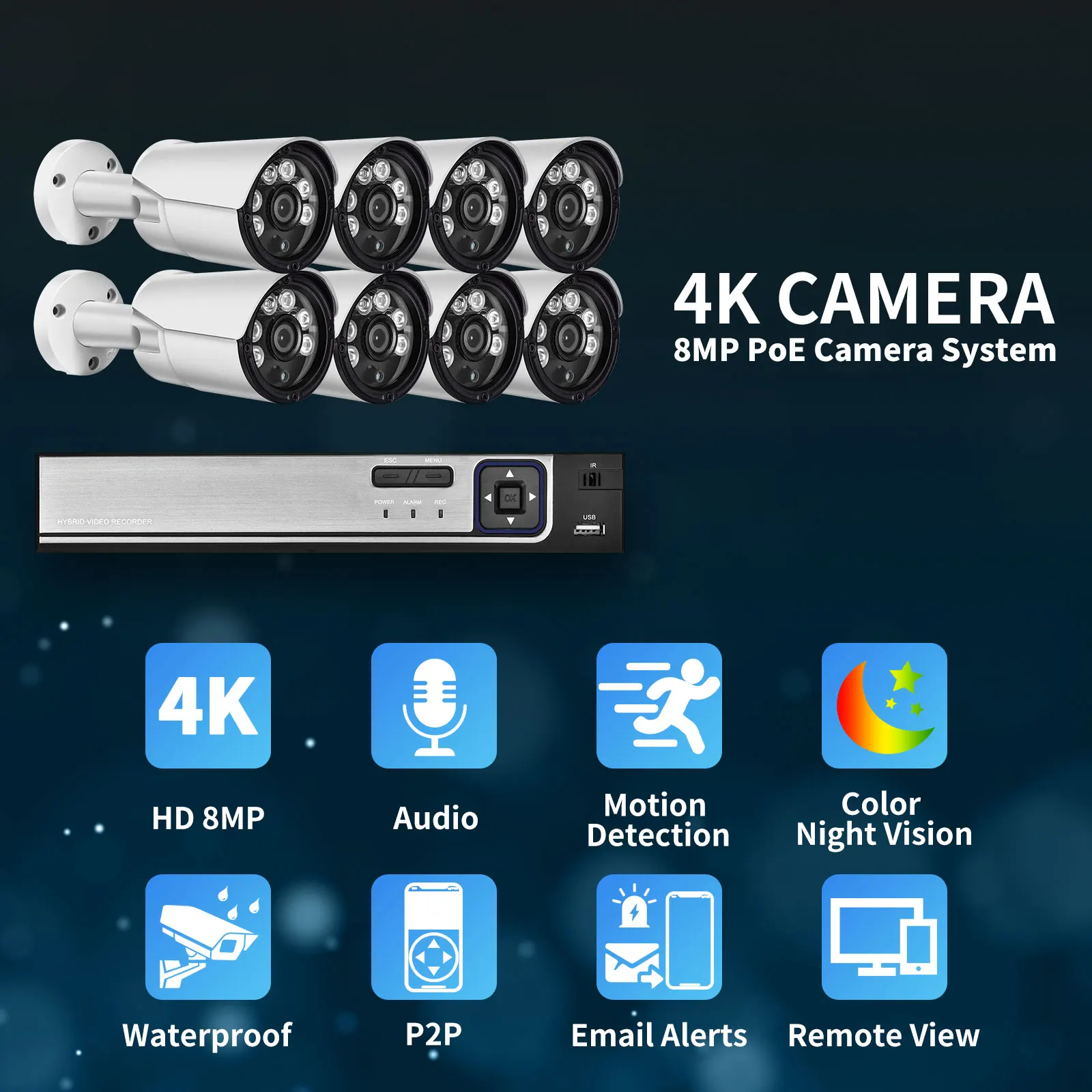 Система видеонаблюдения Gadinan 4K 8 каналов POE МП | Безопасность и защита