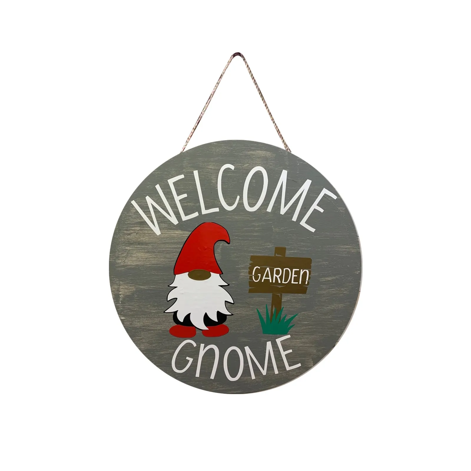 

1PC Welcome Sign Decorative Vintage Wall Hanging Home Garden Decor Round Wall Hanging Welcome Home Sign Faceless Doll
