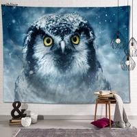 customized animal owl hanging fabric background wall covering home decoration blanket tapestry bedroomliving room wall decor