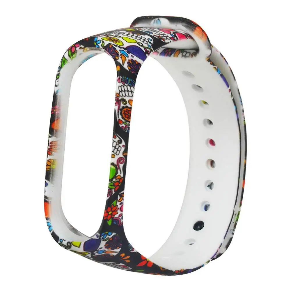 Color Skeleton Камуфляжный браслет для Xiaomi Mi Band 4 ремешок силиконовый ремешок с цветочным принтом miband 3 Аксессуары для xiaomi miband 4 NFC band - Цвет: Color Skeleton