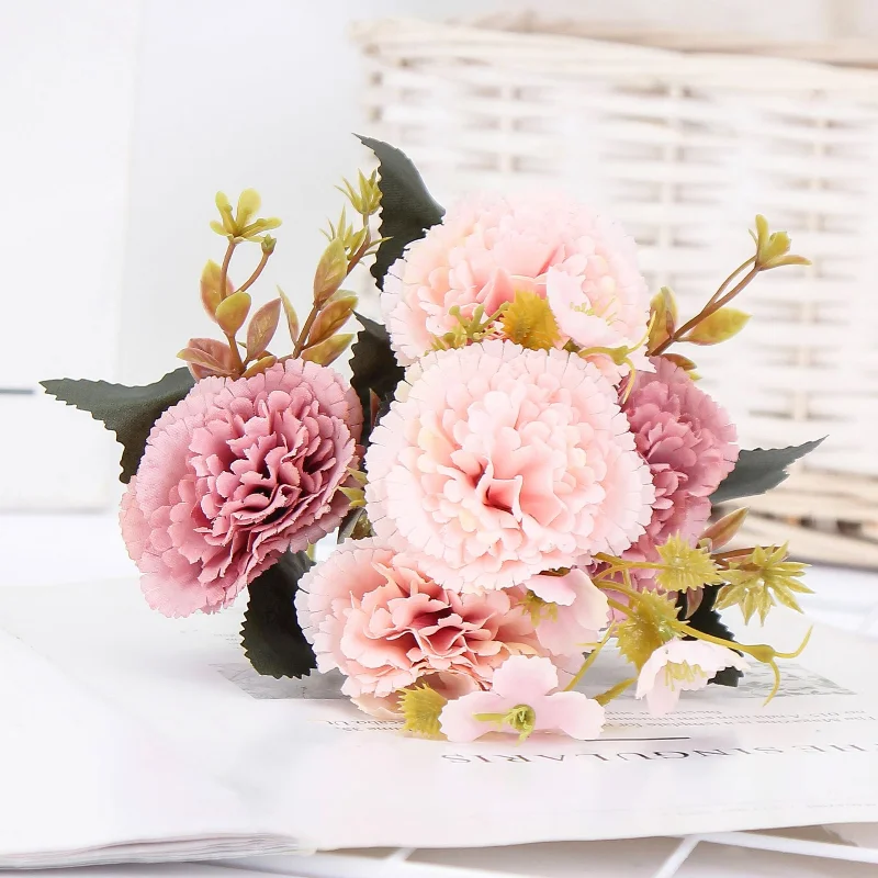 Горячая Распродажа искусственный цветок 10 голов гвоздики Один Букет 29 см