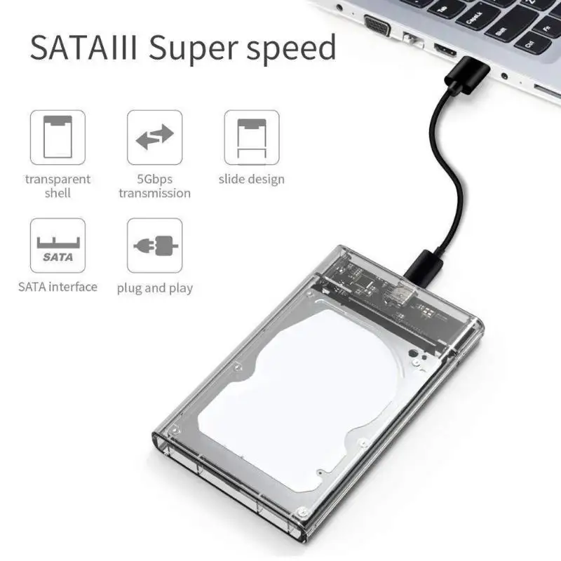 2 5 дюймовый HDD SSD чехол SATA к USB 3 1 Прозрачный Гбит/с Gen Type-C твердотельный накопитель