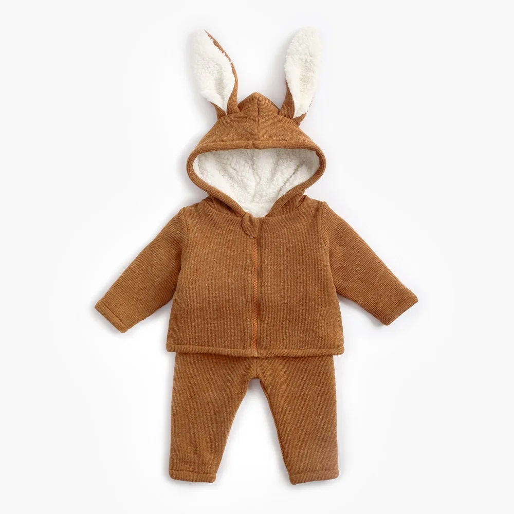 

Baby Children Girls Clothing sets Boys Rabbit Ears Hooded Warm Coat Tops+Pants Long Sleeve Autumn Winter Kids Outfits Set 6M-6T