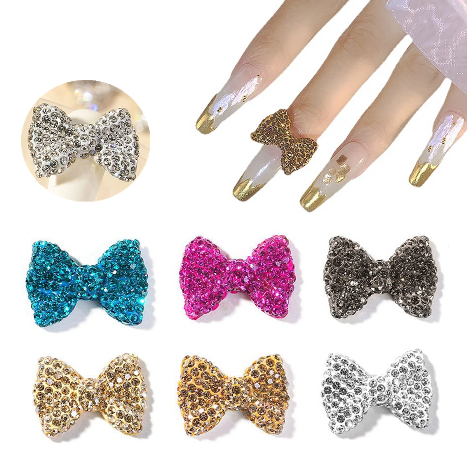 

1pc 3D Shining Full Crystal Butterfly Handmade Flash Bow Nail Art Rhinestones Decoration Nail Ornaments DIY Manicure Accessories