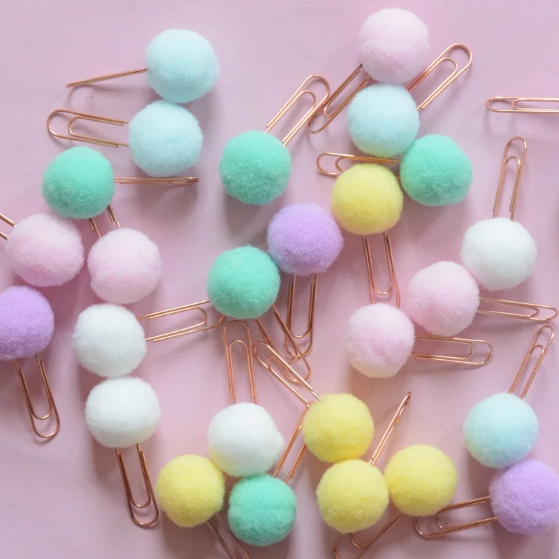 

6 Pcs/set Cute Hairball rose gold clip modelling Paper Clip Fashion Business Office Lady Style Office Stationery Set