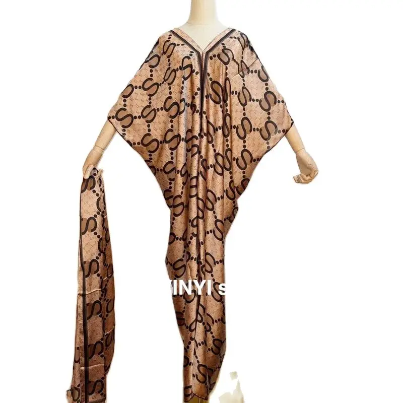 America Printed skirt For Women Fashion Design Loose Dress Batwing Maxi Long Femme Vestidos Summer Autumn Party Elegant Dress