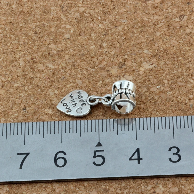 150 шт./лот Сделано с любовным сердцем подвесные бусины шармы подходят для
