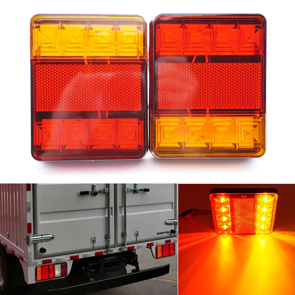 

2pcs 12V 8LEDs Rear Light Stop Tail Indicator Truck Trailer Van Bus Pickup Bike Durable Car Warning Lights Rear Lamps Waterproof