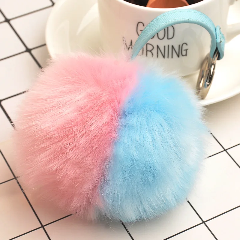 Новинка 2020 брелок с помпоном милый двухцветный шарик из искусственного
