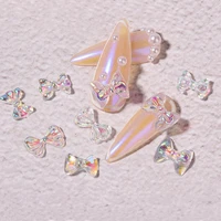 8pcsset transparent laser bow knot aurora symphony rhinestone decoration lady diy butterfly nail decal zs104