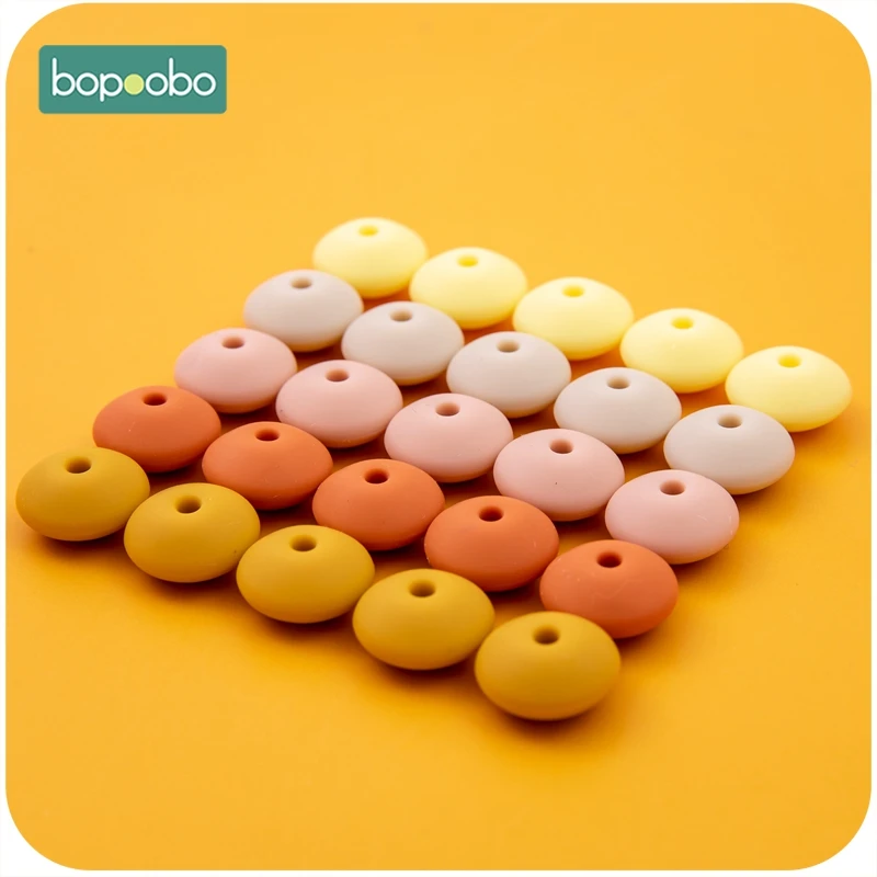 Bopoobo-Cuentas masticables de silicona para chupete, soporte de cadena, manualidades, collar para mascar, abalorios para bebé, 100 Uds.