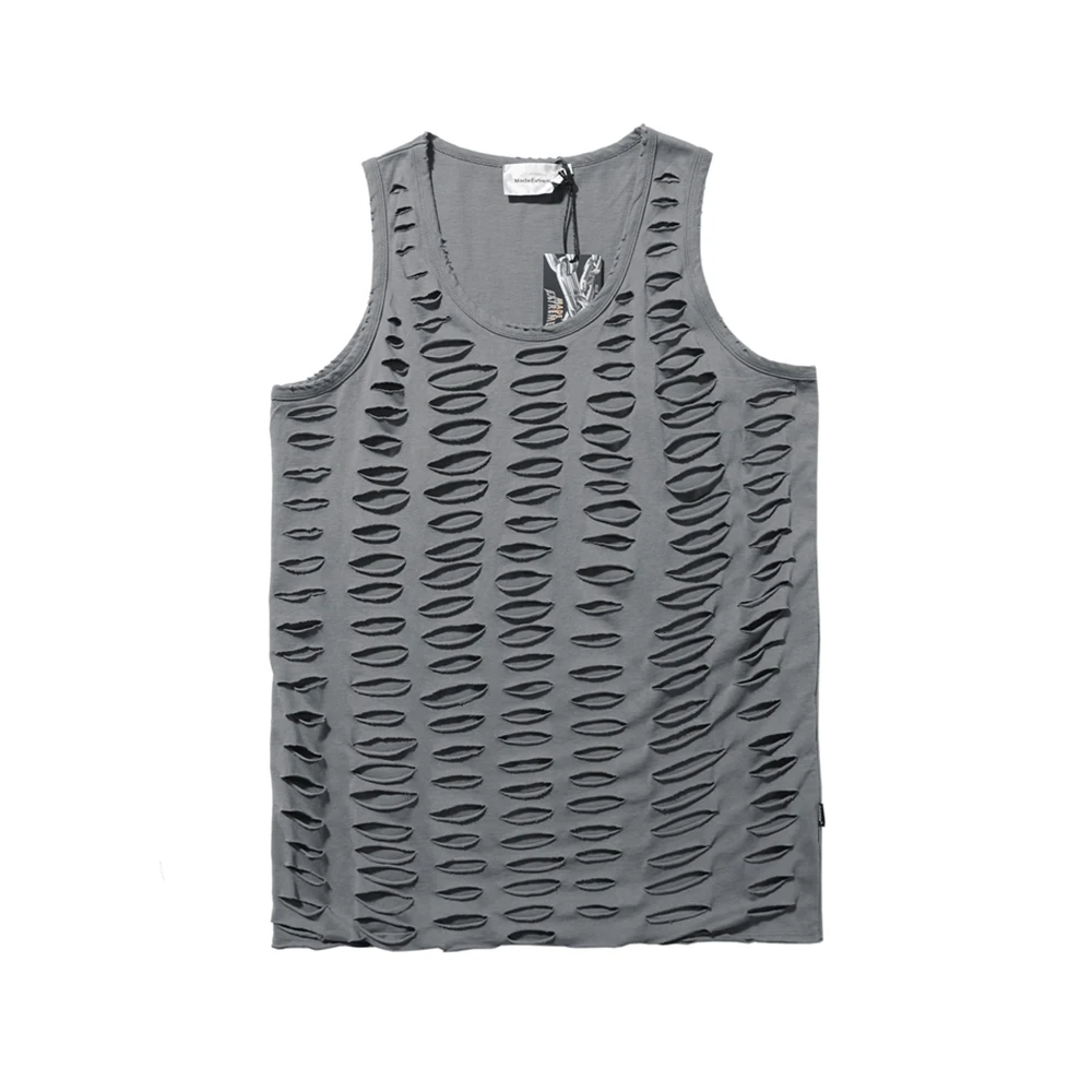 Женская футболка без рукавов забавная однотонная черная оверсайз с вырезами